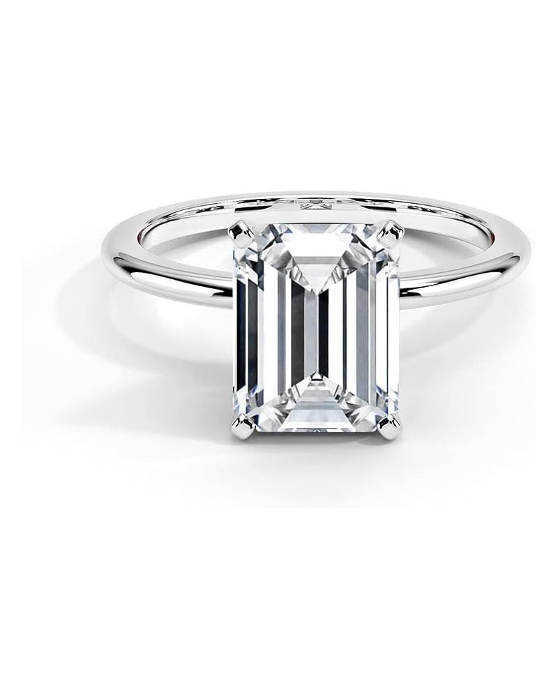 Engagement Ring 2 CT Emerald Cut Moissanite Engagement Rings for Women Platinum Plated Silver Free Engraving Style 6 $60.30 R...