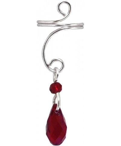 Silver Dangle Ear Cuff with Swarovski Beads Red $12.30 Earrings