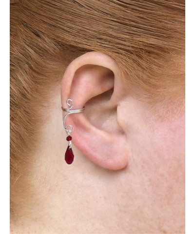 Silver Dangle Ear Cuff with Swarovski Beads Red $12.30 Earrings