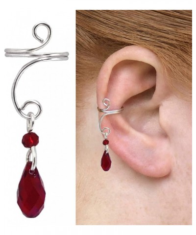 Silver Dangle Ear Cuff with Swarovski Beads Red $12.30 Earrings