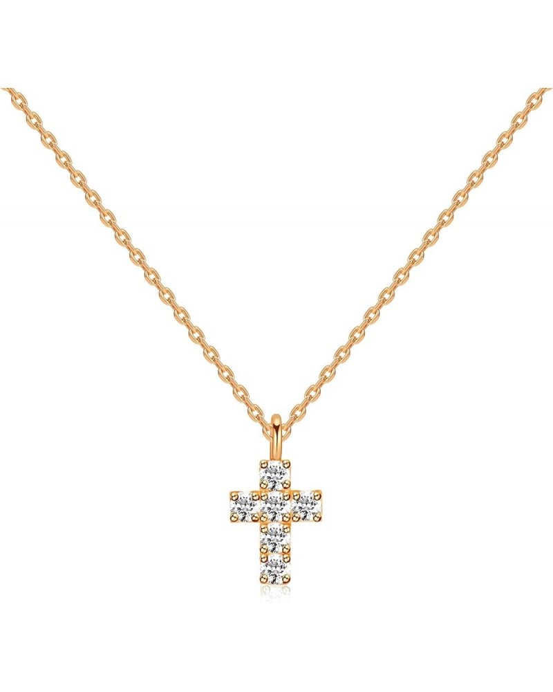 Women Girl 14K Gold Plated Cross Necklace-Silver Rose Gold Gift for Wife Girlfriend Rose Gold 25-Tiny Cross $8.39 Necklaces