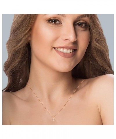 Women Girl 14K Gold Plated Cross Necklace-Silver Rose Gold Gift for Wife Girlfriend Rose Gold 25-Tiny Cross $8.39 Necklaces