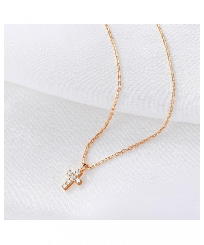 Women Girl 14K Gold Plated Cross Necklace-Silver Rose Gold Gift for Wife Girlfriend Rose Gold 25-Tiny Cross $8.39 Necklaces