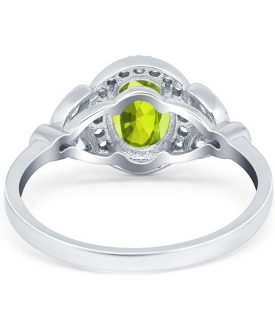 Oval Art Deco Wedding Engagement Ring Halo Round Simulated Cubic Zirconia 925 Sterling Silver Simulated Peridot CZ $17.69 Rings