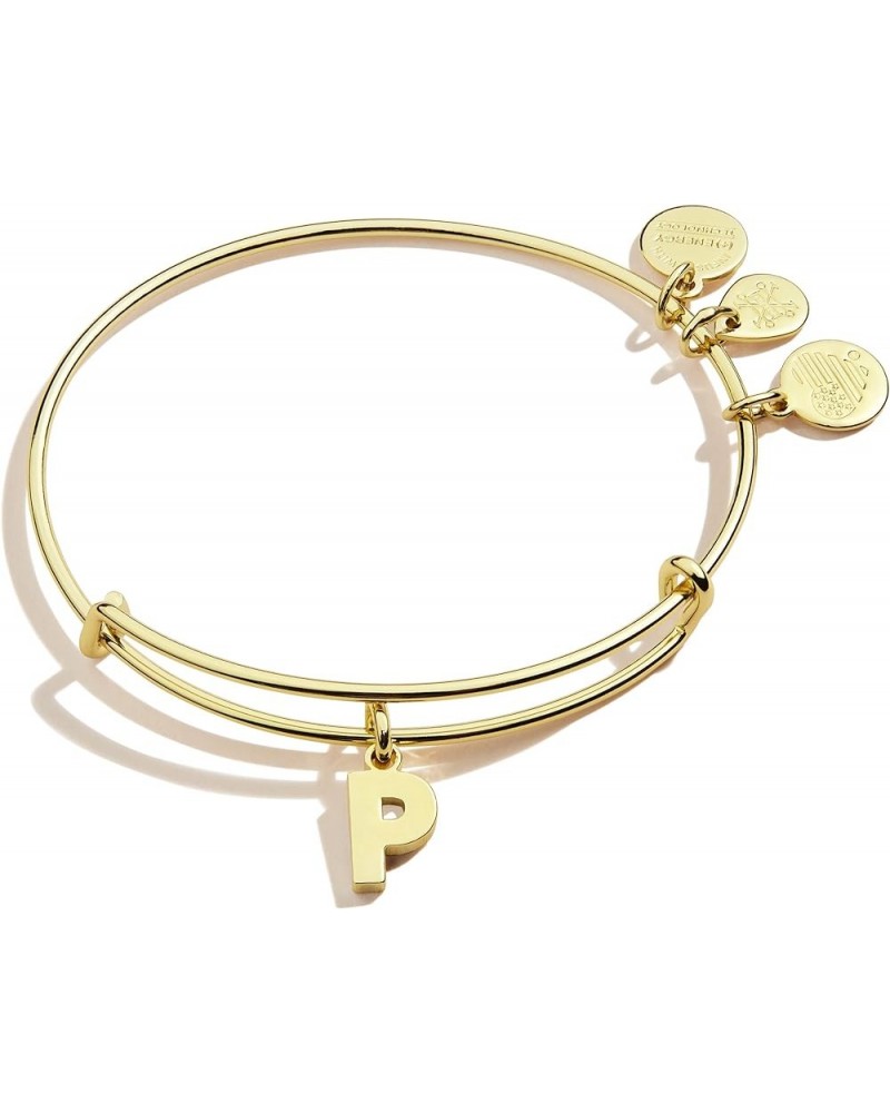 Initial P III Bangle Bracelet One Size Shiny Gold $17.11 Bracelets