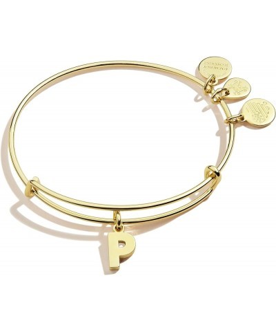 Initial P III Bangle Bracelet One Size Shiny Gold $17.11 Bracelets