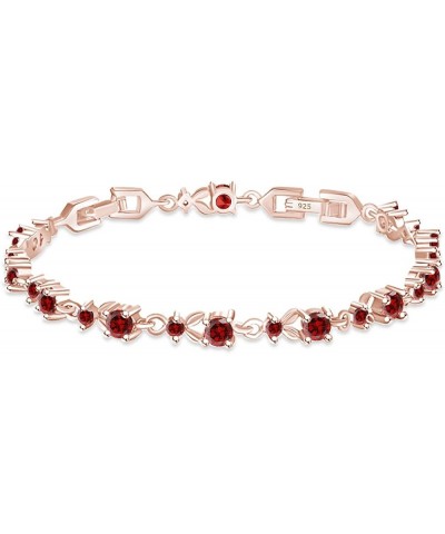 14k Rose Gold Over Sterling Silver Leaf Shape Tennis Bracelet Valentine's Day Gift For Her Garnet 7.25 Inches $45.15 Bracelets