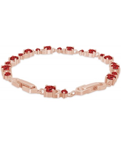 14k Rose Gold Over Sterling Silver Leaf Shape Tennis Bracelet Valentine's Day Gift For Her Garnet 7.25 Inches $45.15 Bracelets