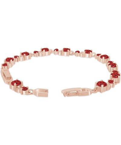 14k Rose Gold Over Sterling Silver Leaf Shape Tennis Bracelet Valentine's Day Gift For Her Garnet 7.25 Inches $45.15 Bracelets