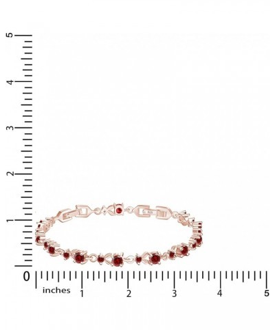 14k Rose Gold Over Sterling Silver Leaf Shape Tennis Bracelet Valentine's Day Gift For Her Garnet 7.25 Inches $45.15 Bracelets