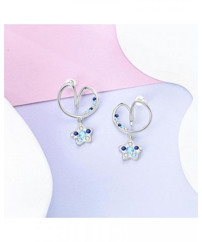 925 Sterling Silver Hoop Earrings for Women Colorful Cubic Zirconia Earrings Heart Hoop Earrings Hypoallergenic Star Huggies ...