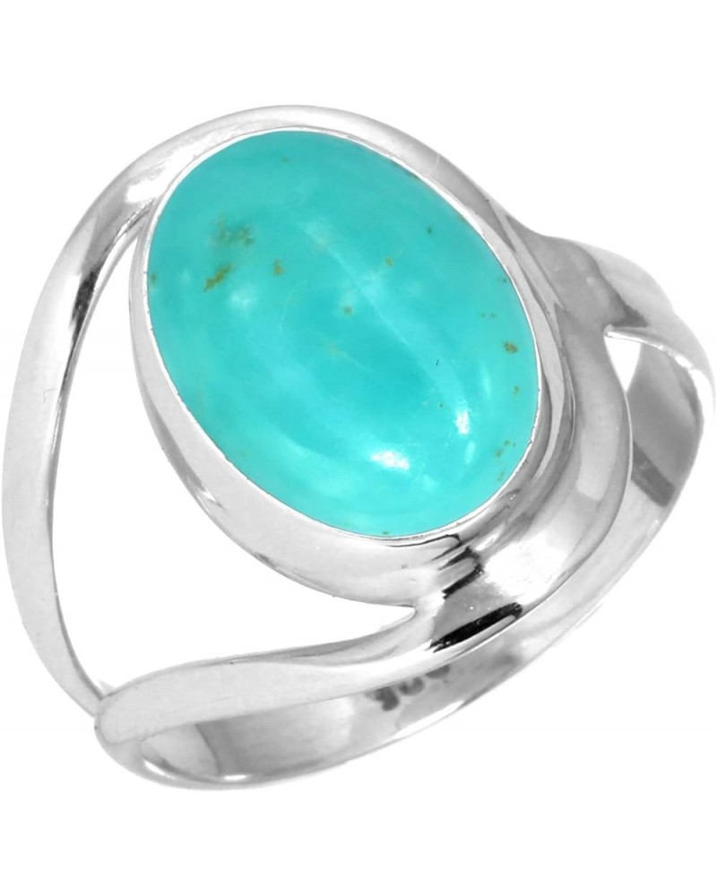 925 Sterling Silver Handmade Ring for Women 10x14 Oval Gemstone Statement Jewelry for Gift (99021_R) Smithsonite $19.71 Rings