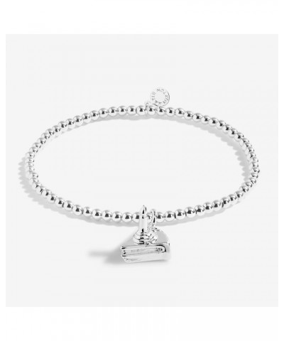 A Little Happiest Of Birthdays Womens Silver Plated 7 Inch Stretch Band Fashion Charm Bracelet Cake $16.61 Bracelets