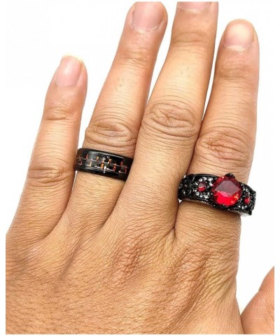 2 Rings Couple Rings Bridal Sets Black Rings Red Cz Womens Wedding Ring Wing Ring Titanium Steel Man Wedding Bands Red women ...