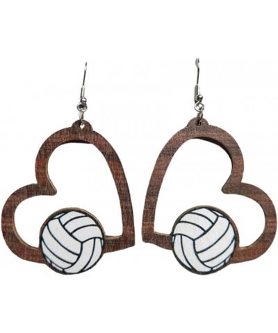 Wooden Football Soccer Baseball Basketball Volleyball Leopard Print Earrings Boho Sports Game Teardrop Heart Round Shape Drop...