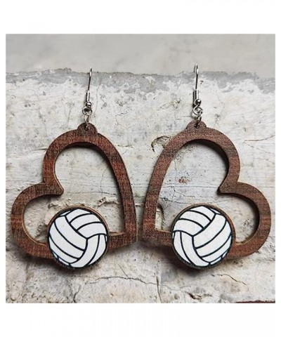 Wooden Football Soccer Baseball Basketball Volleyball Leopard Print Earrings Boho Sports Game Teardrop Heart Round Shape Drop...