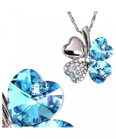 Four Leaf Clover Necklace, Earrings & Bracelet Set with Crystals from Swarovski Blue $35.98 Jewelry Sets