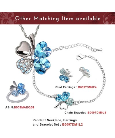 Four Leaf Clover Necklace, Earrings & Bracelet Set with Crystals from Swarovski Blue $35.98 Jewelry Sets