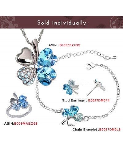 Four Leaf Clover Necklace, Earrings & Bracelet Set with Crystals from Swarovski Blue $35.98 Jewelry Sets