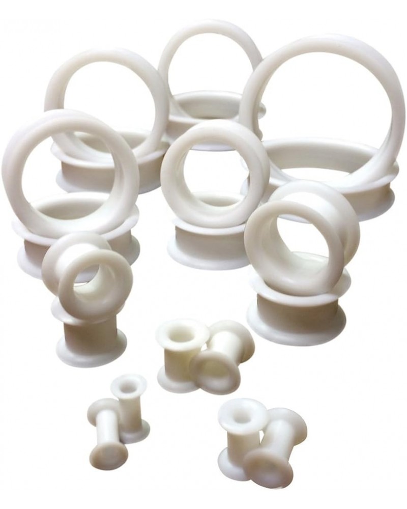 PAIR of White Soft Silicone Ear Tunnels Plugs - up to size 50mm! 6g (4mm) $10.89 Body Jewelry