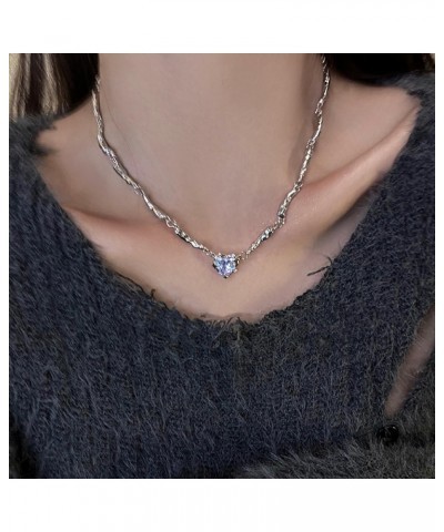 Heart shaped Zircon Necklace Irregular Y2k Aesthetic Necklace Fashion Women's Christmas Jewelry Gift 15.7 inch $8.69 Necklaces