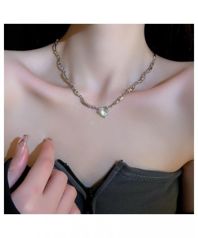 Heart shaped Zircon Necklace Irregular Y2k Aesthetic Necklace Fashion Women's Christmas Jewelry Gift 15.7 inch $8.69 Necklaces