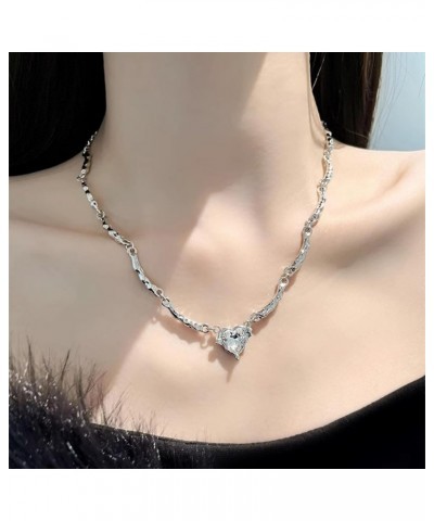 Heart shaped Zircon Necklace Irregular Y2k Aesthetic Necklace Fashion Women's Christmas Jewelry Gift 15.7 inch $8.69 Necklaces