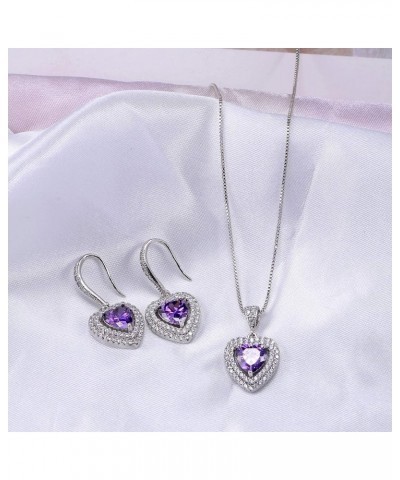 Crystal Jewelry Set Bride Bridesmaid- Sterling Silver Heart Shape Cubic Zirconia Crystal Bridal Pendant Necklace Earrings Set...