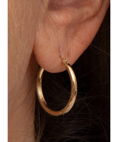 14k Yellow or White Gold Diamond Cut Hoop Earrings with Click-down Clasp, (2mm Tube) 20mm $79.18 Earrings