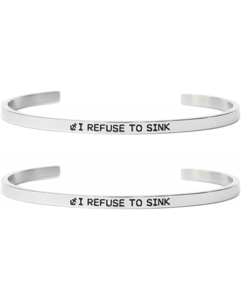 Inspirational Inspiration Cuff Bangle Bracelets in Stainless Steel I Refuse to Sink $11.73 Bracelets