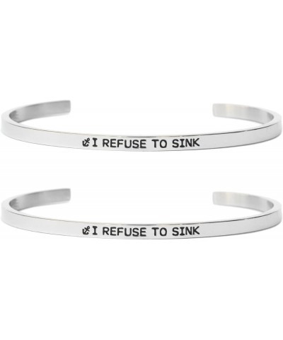 Inspirational Inspiration Cuff Bangle Bracelets in Stainless Steel I Refuse to Sink $11.73 Bracelets