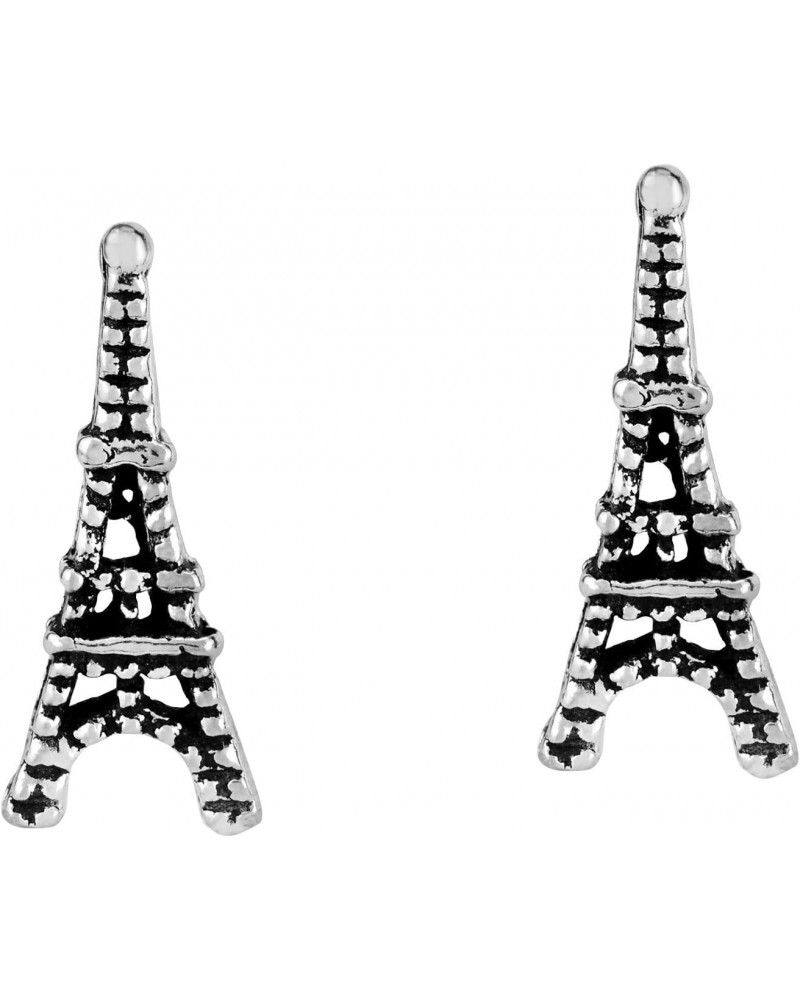 Style Icon Eifel Tower in the City of Love Paris France .925 Sterling Silver Post Stud Earrings for French Fashion Inspired A...