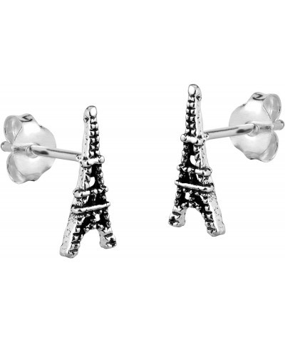 Style Icon Eifel Tower in the City of Love Paris France .925 Sterling Silver Post Stud Earrings for French Fashion Inspired A...