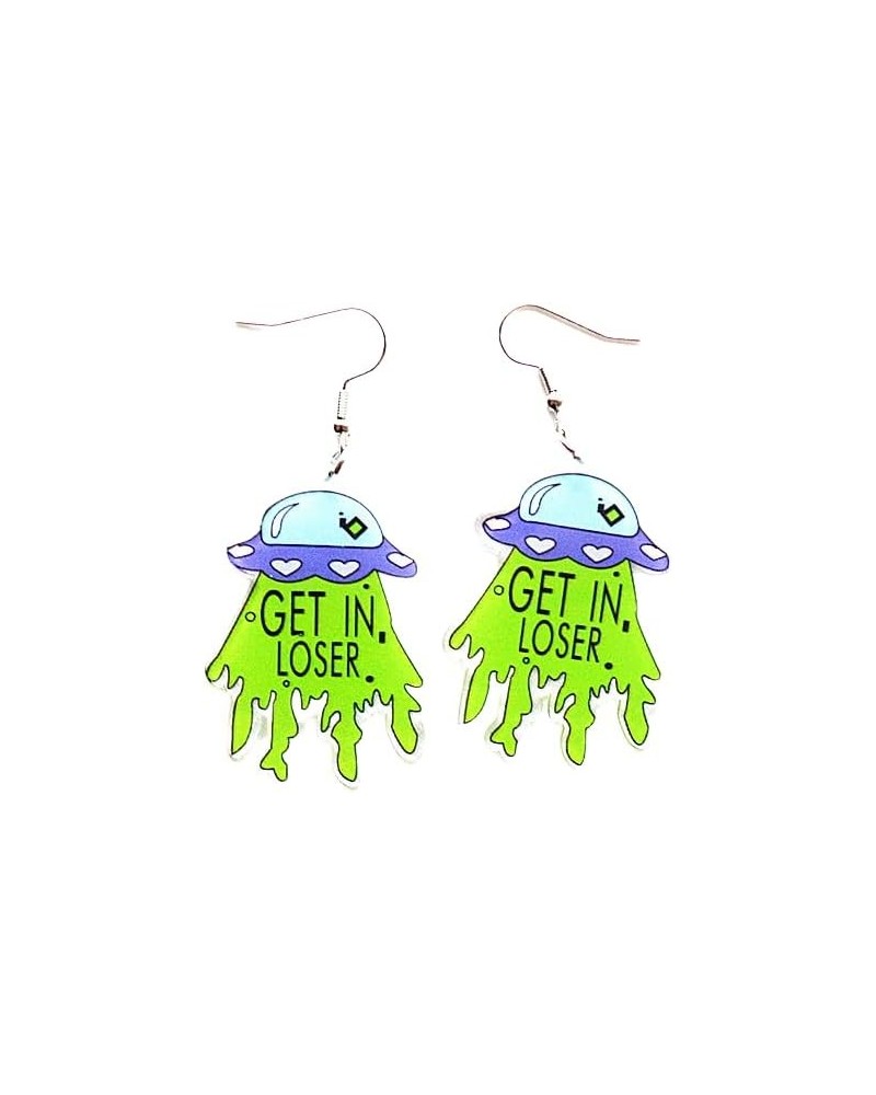 UFO Aliens Earrings for Women Fun Cute UFO Space Dangle Earrings Novelty Weird Acrylic Aliens Earrings for Women Girls-A A $6...