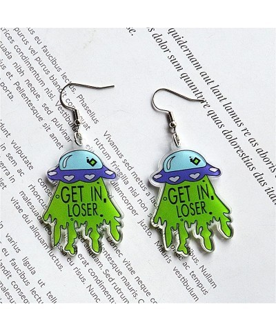 UFO Aliens Earrings for Women Fun Cute UFO Space Dangle Earrings Novelty Weird Acrylic Aliens Earrings for Women Girls-A A $6...