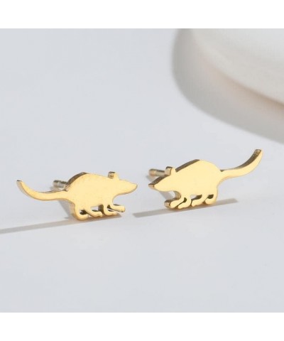 Cute Mouse Accessories Rat Earring Animal Stainless Steel Stud Earrings gold $8.54 Earrings