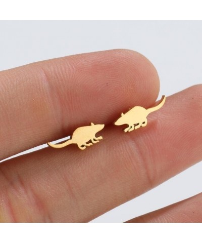 Cute Mouse Accessories Rat Earring Animal Stainless Steel Stud Earrings gold $8.54 Earrings