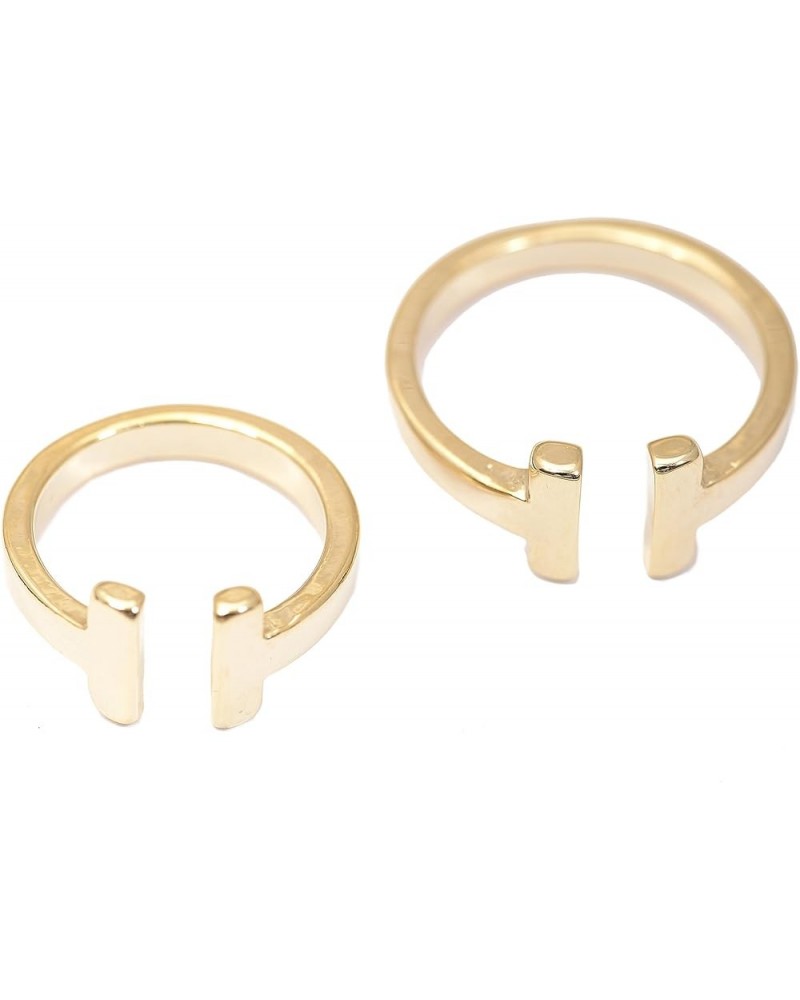 High Gloss Parallel Bar Adjustable Midi and Regular Ring Set Gold $8.69 Rings