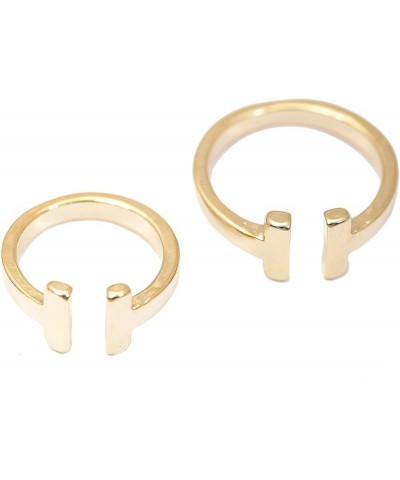 High Gloss Parallel Bar Adjustable Midi and Regular Ring Set Gold $8.69 Rings