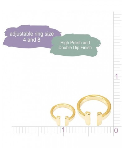 High Gloss Parallel Bar Adjustable Midi and Regular Ring Set Gold $8.69 Rings