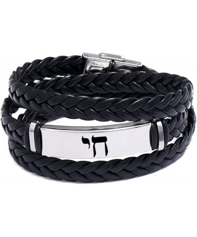 Hebrew Letter Chai Symbol of Life Layered Silicone Bracelet with Stainless Steel Buckle Jewish Religious Bangle Wristband Jud...