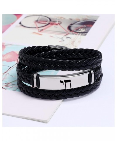 Hebrew Letter Chai Symbol of Life Layered Silicone Bracelet with Stainless Steel Buckle Jewish Religious Bangle Wristband Jud...