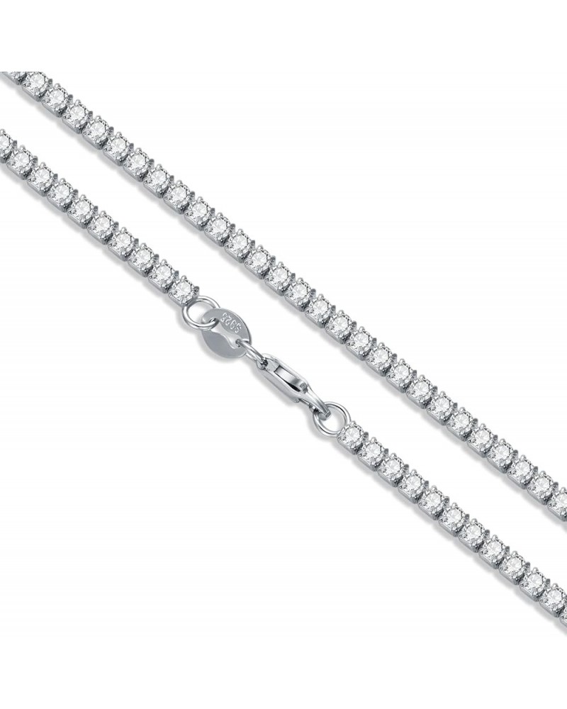 Sterling Silver Cubic Zirconia Tennis Necklace Simulated Diamond Cut Tennis Chain Necklaces Jewelry Gift for Women and Men 14...