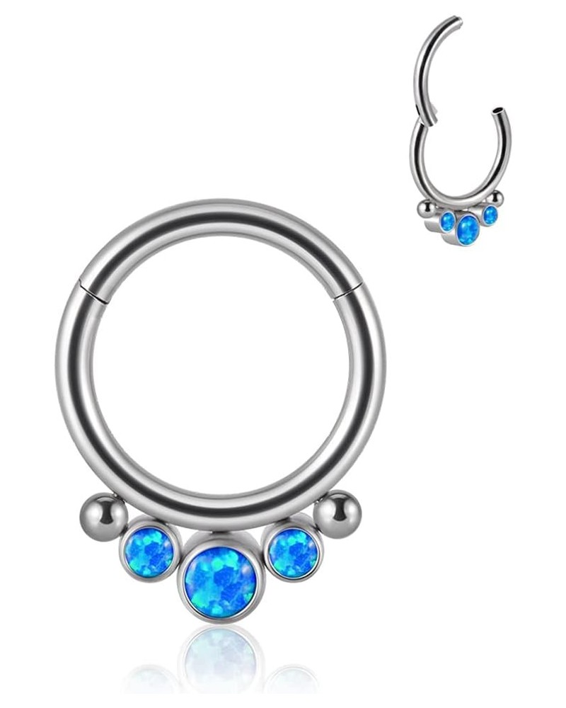 16G Titanium Nose Rings Hoop Opal Cartilage Earring Zircon Captive Bead Ring Septum Clicker Daith Earrings Hinged Segment Cli...