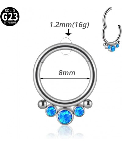 16G Titanium Nose Rings Hoop Opal Cartilage Earring Zircon Captive Bead Ring Septum Clicker Daith Earrings Hinged Segment Cli...