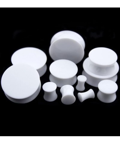 Pair 5/8" (16MM) WHITE ACRYLIC PLUGS Double Flare Gauges Solid Saddle Thin Ear Flesh Tunnels (2pcs) $6.40 Body Jewelry