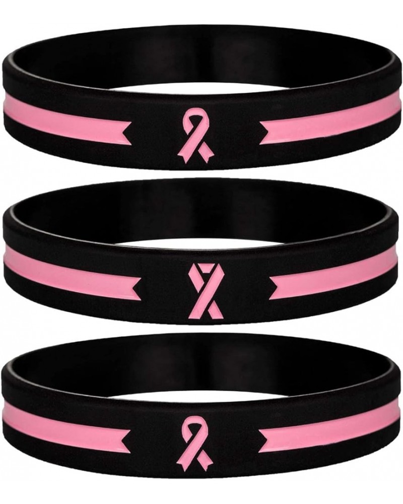 Pink Awareness Ribbon Silicone Bracelets, Mental Health Awareness Bracelet, Pink Ribbon Wristbands Unisex for Men Women Small...