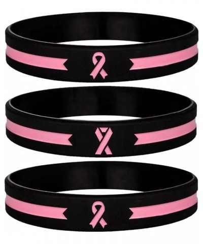 Pink Awareness Ribbon Silicone Bracelets, Mental Health Awareness Bracelet, Pink Ribbon Wristbands Unisex for Men Women Small...