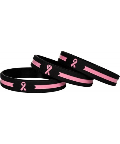 Pink Awareness Ribbon Silicone Bracelets, Mental Health Awareness Bracelet, Pink Ribbon Wristbands Unisex for Men Women Small...