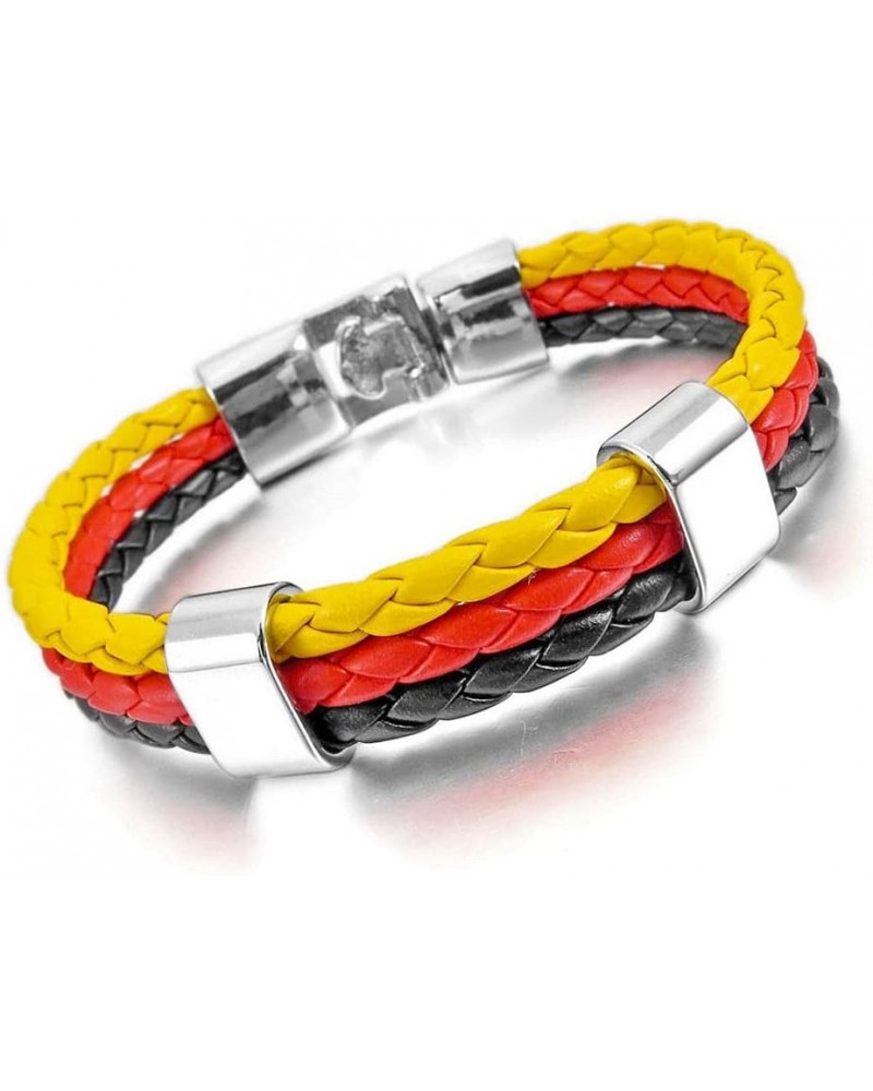 12mm Wide Mens Womens Flag Braided Rope Surfer Leather Bracelet Wristband Cuff Bracelet Bangle 8inch Germany $7.94 Bracelets